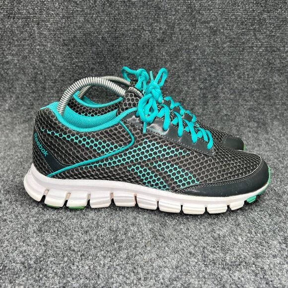 Reebok Smooth Flex Running Shoes Women's Size 9 Grey Turquoise Athletic Sneakers - Picture 1 of 12